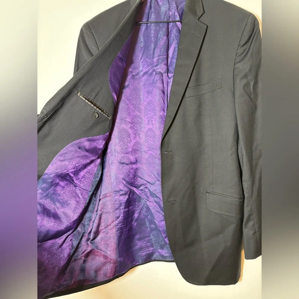 Ted Baker Sport Coat Mens 42 Black Purple Endurance Wool Liner Jacket Blazer